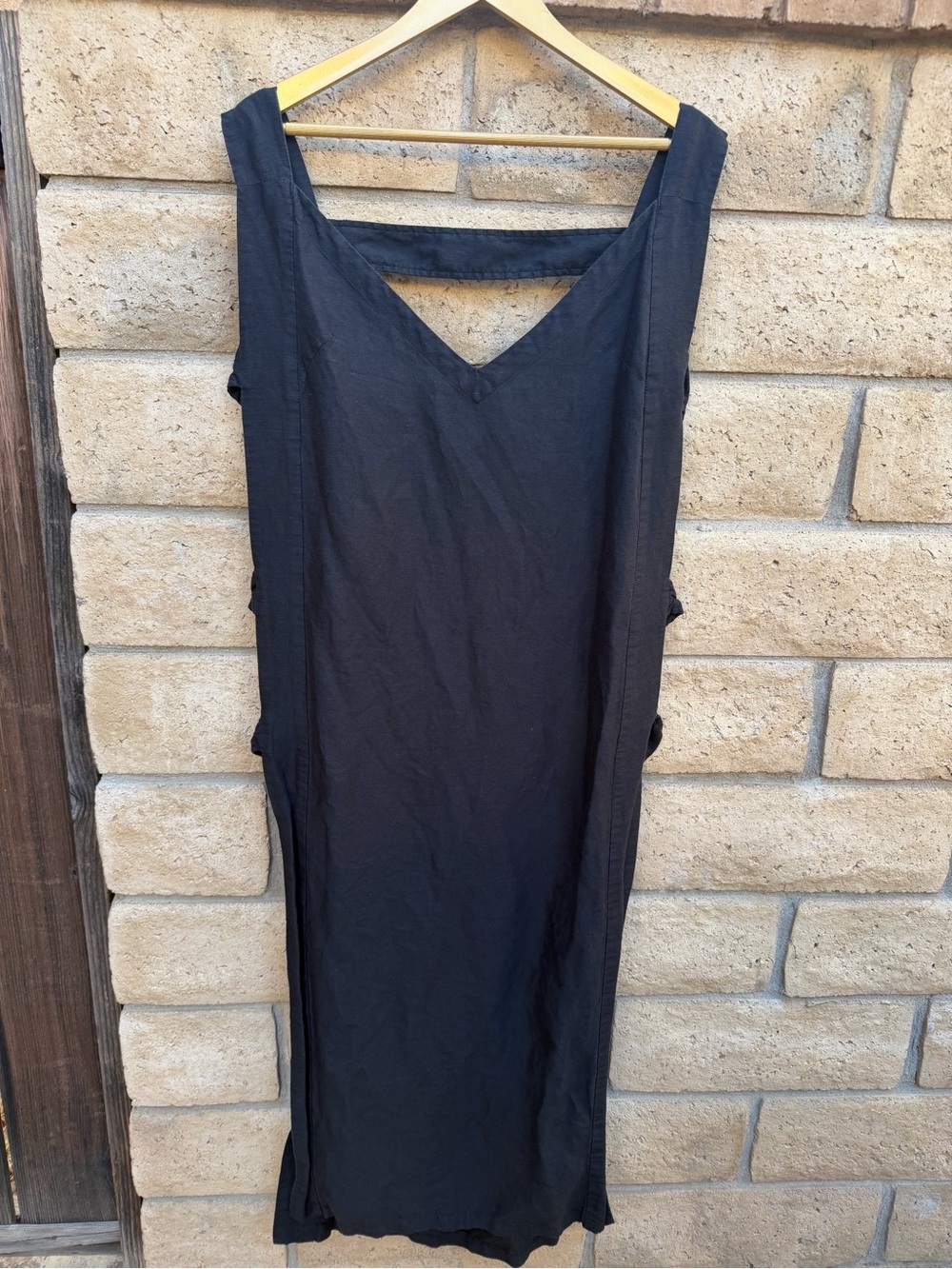 By Anthropologie Levina Wide-Strap Open-Side Black Midi Dress Large